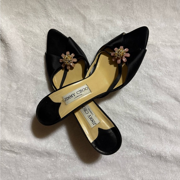 Jimmy Choo Shoes - Jimmy Choo Black Heels with Floral Accent